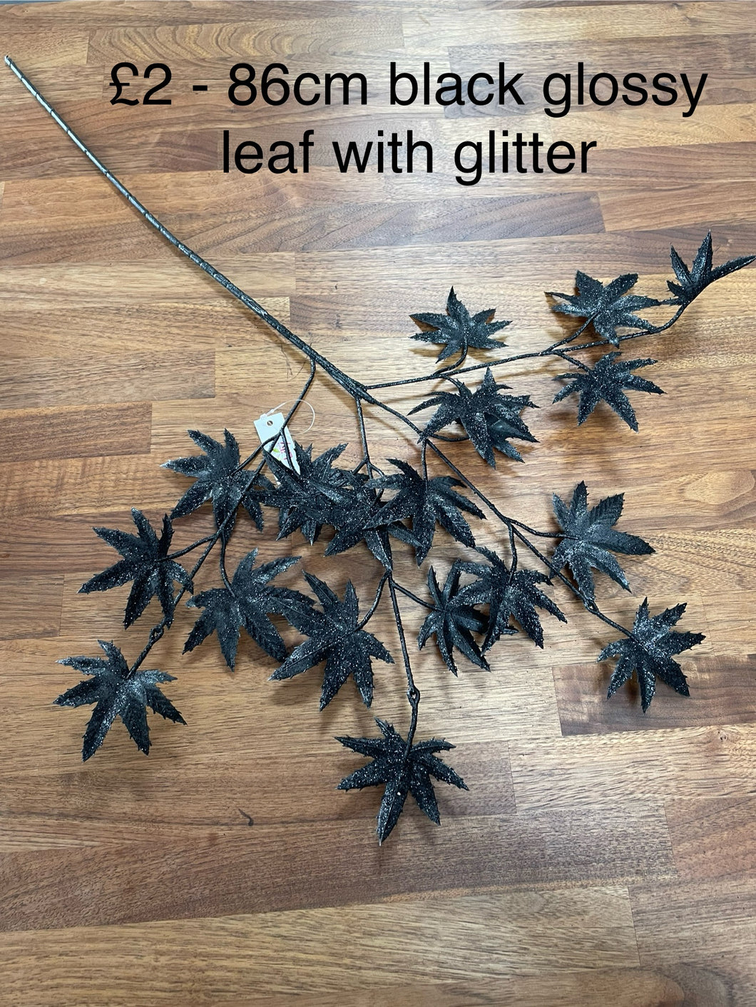 86cm black glossy leaf with glitter