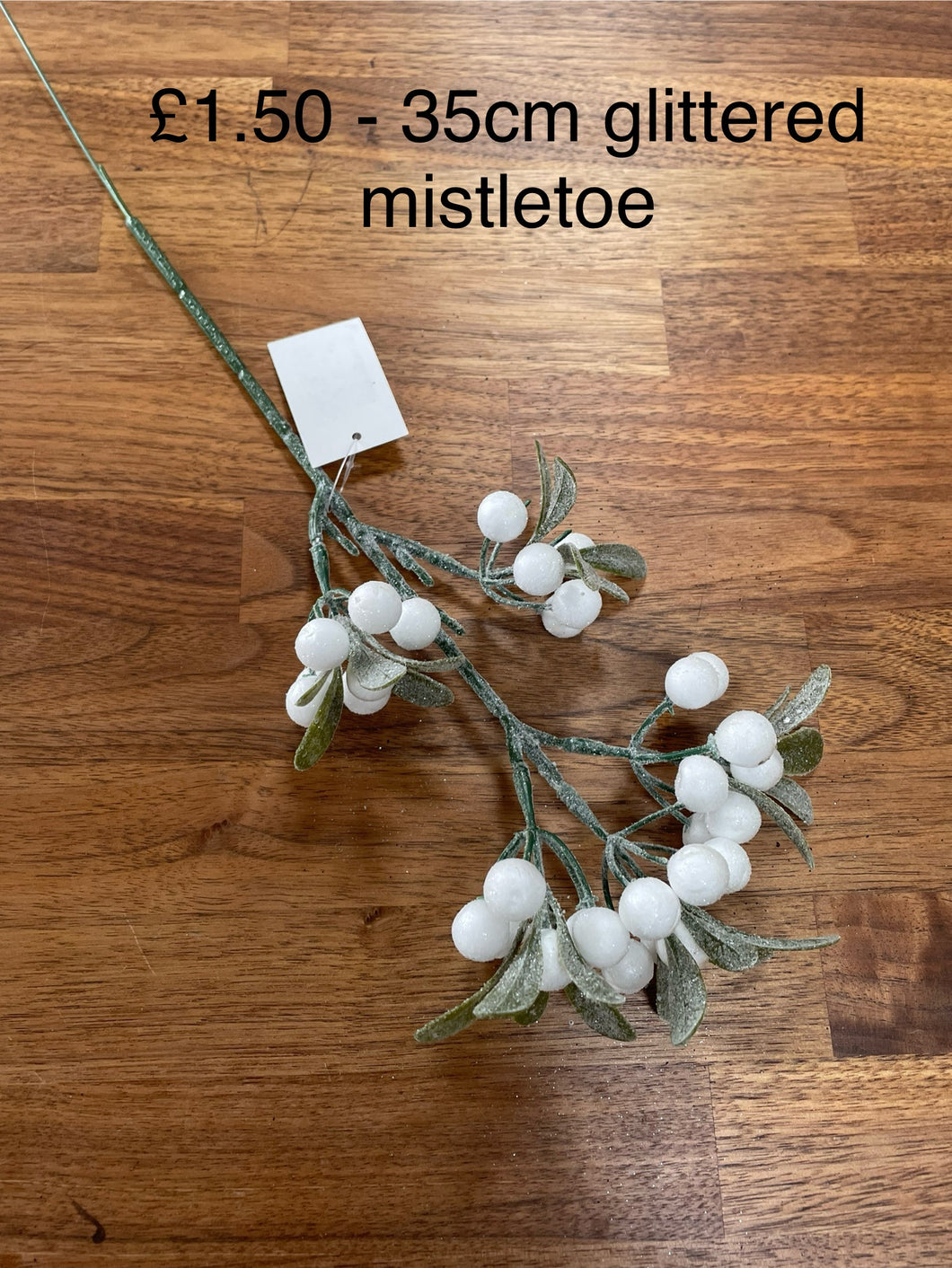 £1.50 - 35cm glittered mistletoe