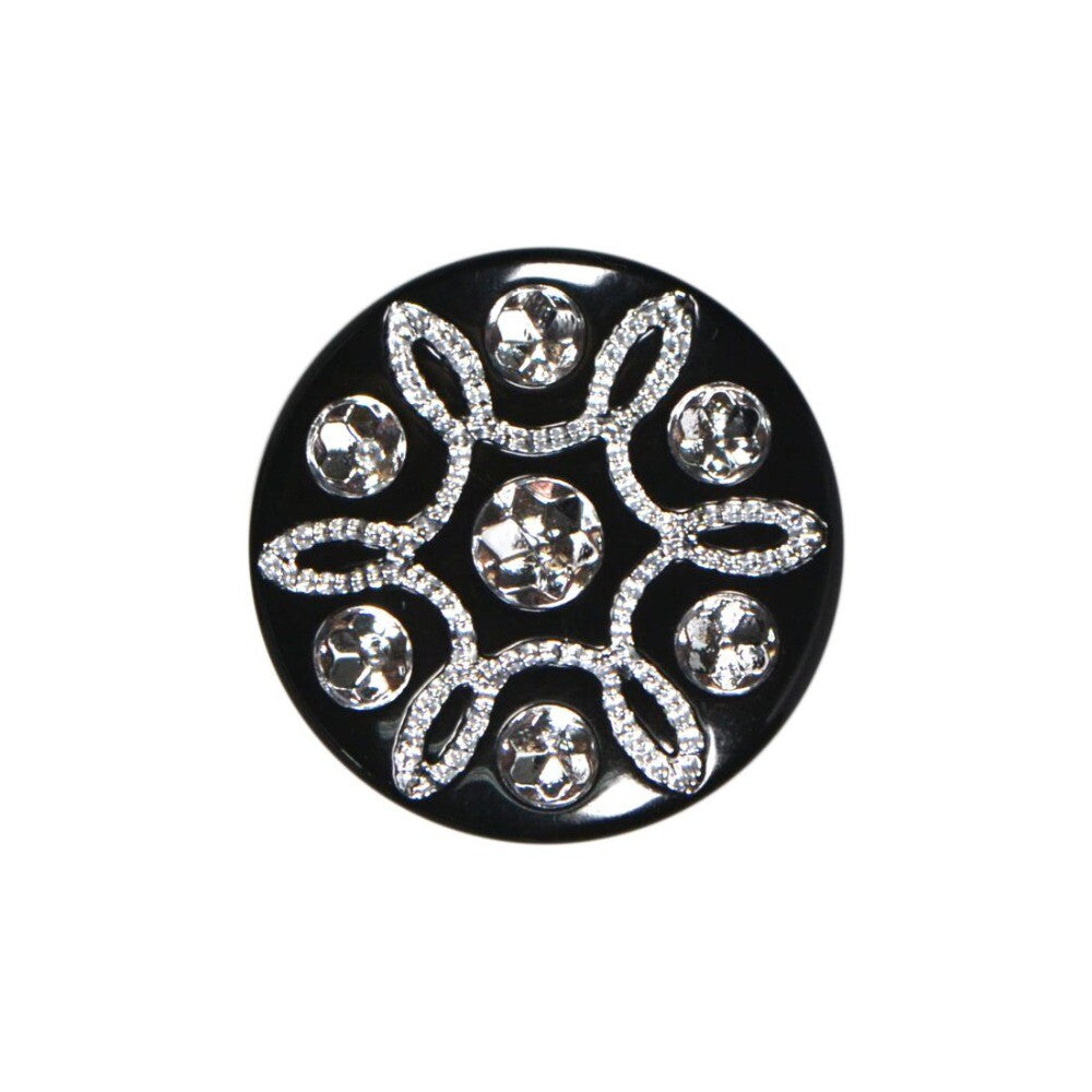 Shiny Black Diamante Shank Button Sizes 15mm and 21mm