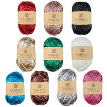 Load image into Gallery viewer, Yarnly-Metallic T Shirt Yarn 100G Ball-45 Metre Length-10 Colours
