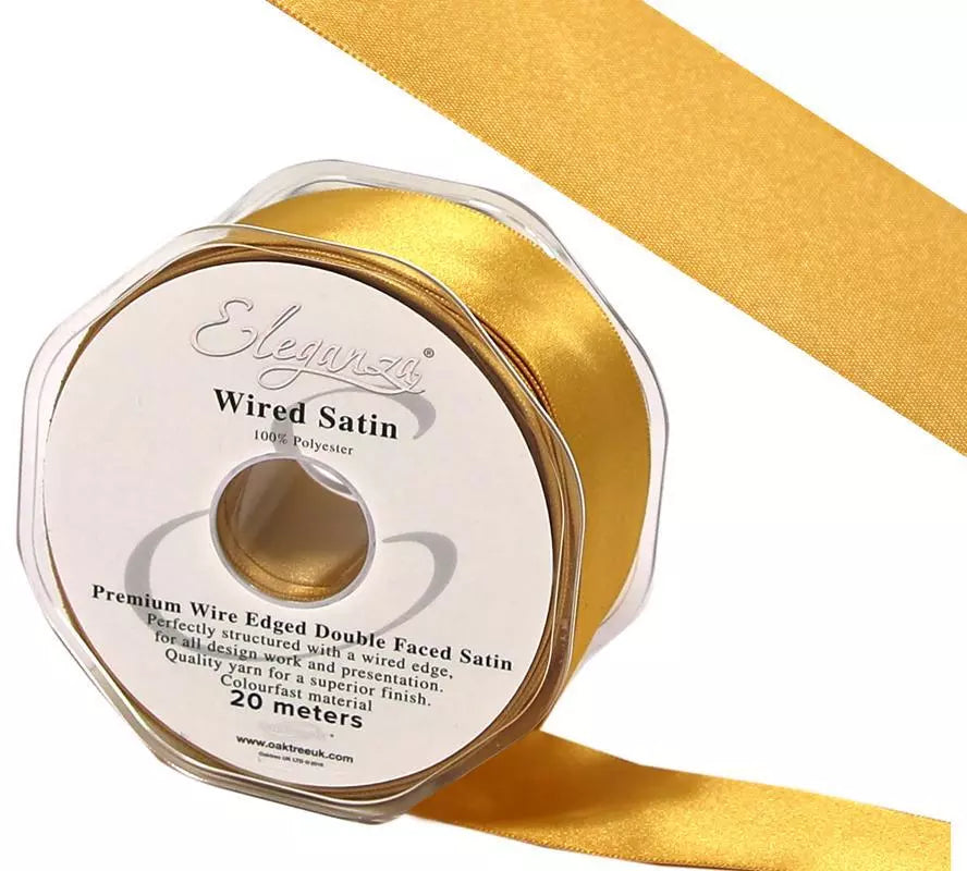 25mm Width Wired Satin Ribbon- Sold Per Metre