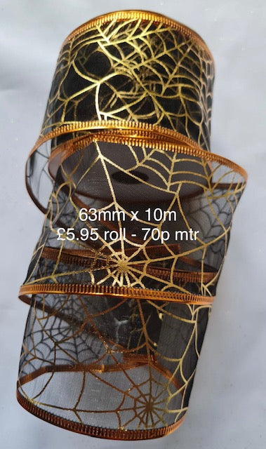 Wired Halloween Organza Spider's Web Ribbon 2.5