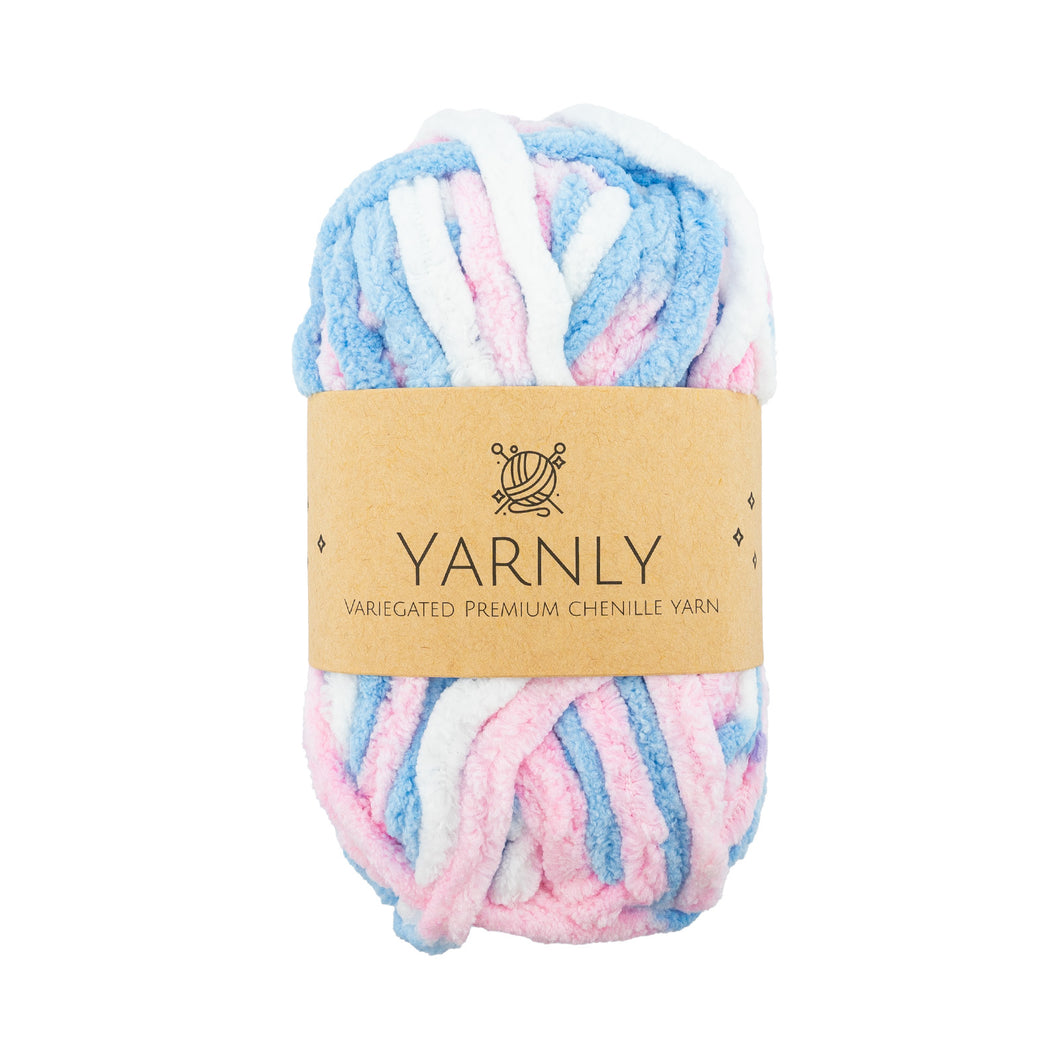 Yarnly-Variegated Chenille Yarn 50g Ball 20m Length-5 Colours Available