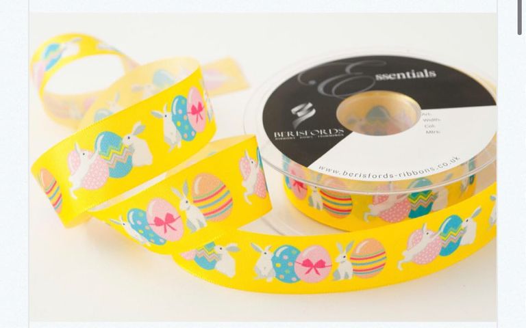 25mm Yellow Easter Bunny Ribbon- Per Metre