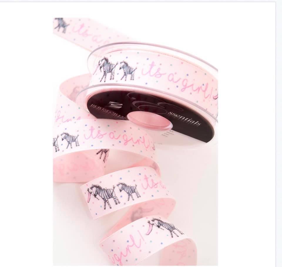 Its a Girl 25mm Ribbon- Pink - Per Metre