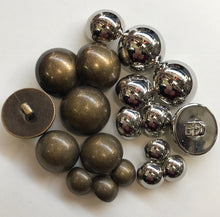 Load image into Gallery viewer, Round Domed Military Buttons - Bronze &amp; Silver
