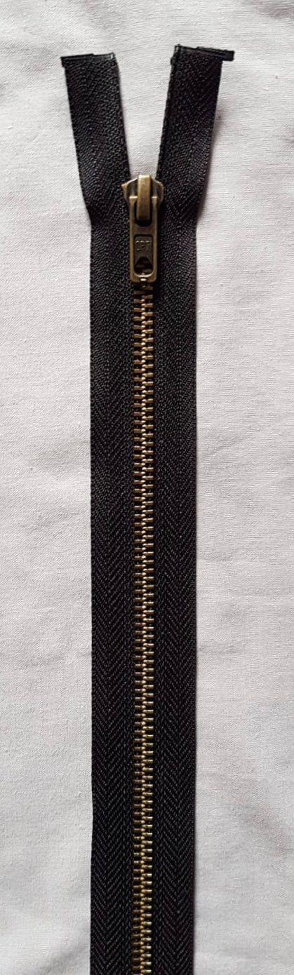 Metal Brass Open Ended Coat Zips 22