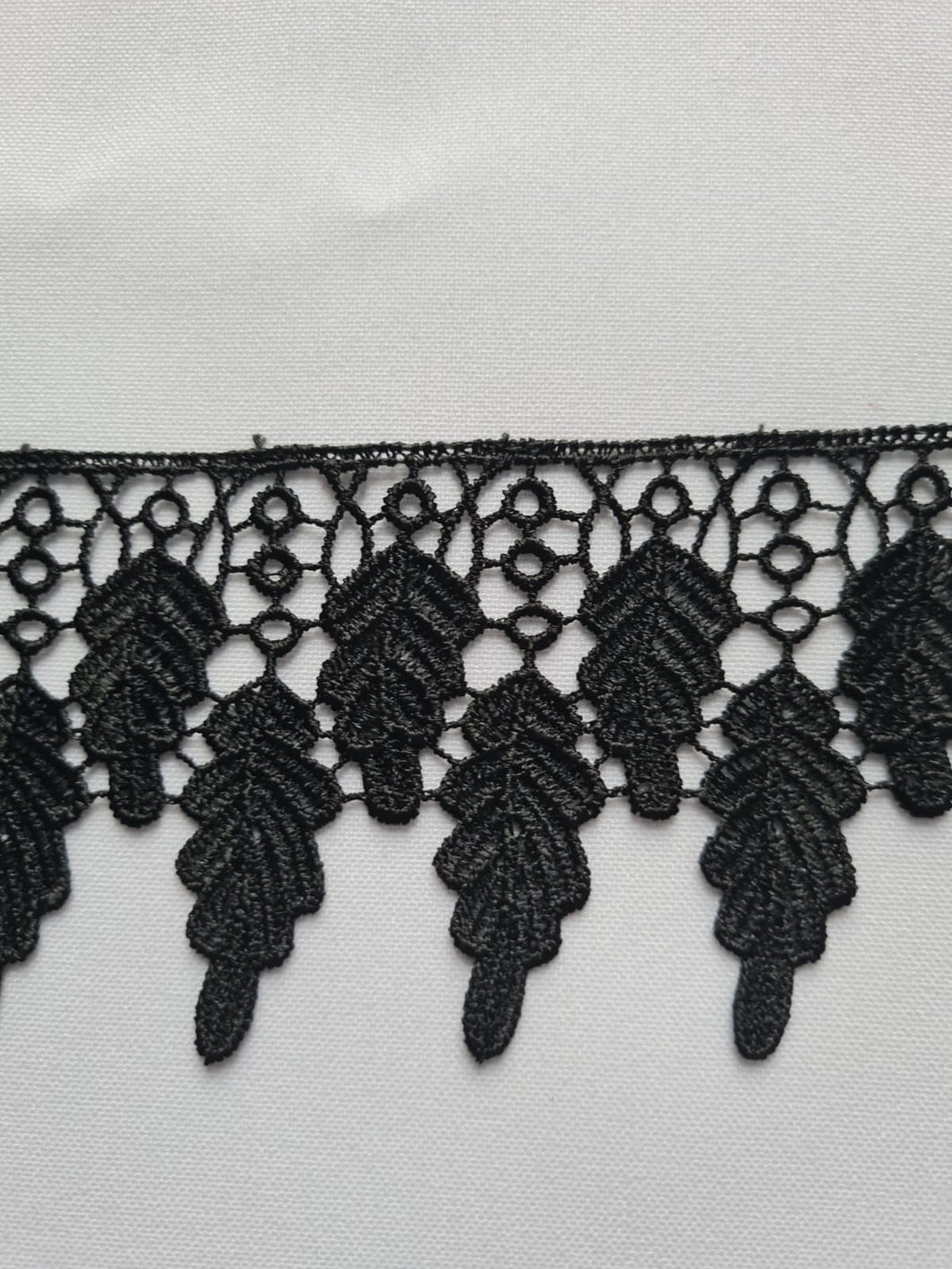 Guipure Leaf Black Lace 65mm - price per metre