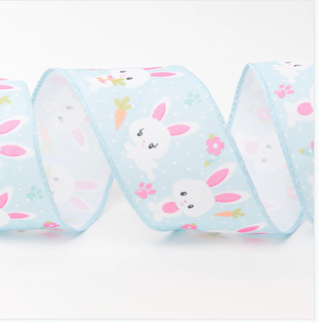 Wired Easter Bunny and Carrot Ribbon 63mm £1 per metre