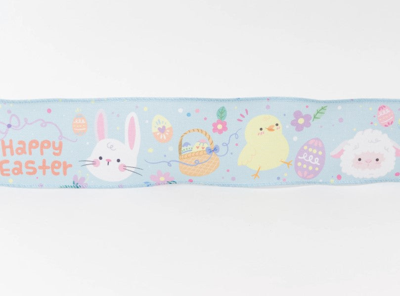 Wired Easter Bunny and Chick Ribbon 63mm £1 per metre