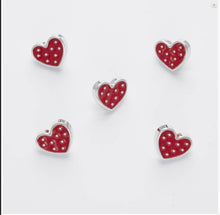 Load image into Gallery viewer, Red &amp; Silver Heart/Strawberry Buttons-12mm &amp; Rainbow Daisy Buttons-11mm
