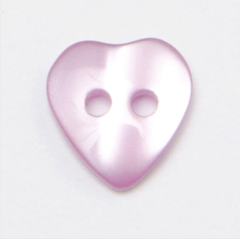 Pearlised Heart Shaped 2 Hole Flat Baby Buttons