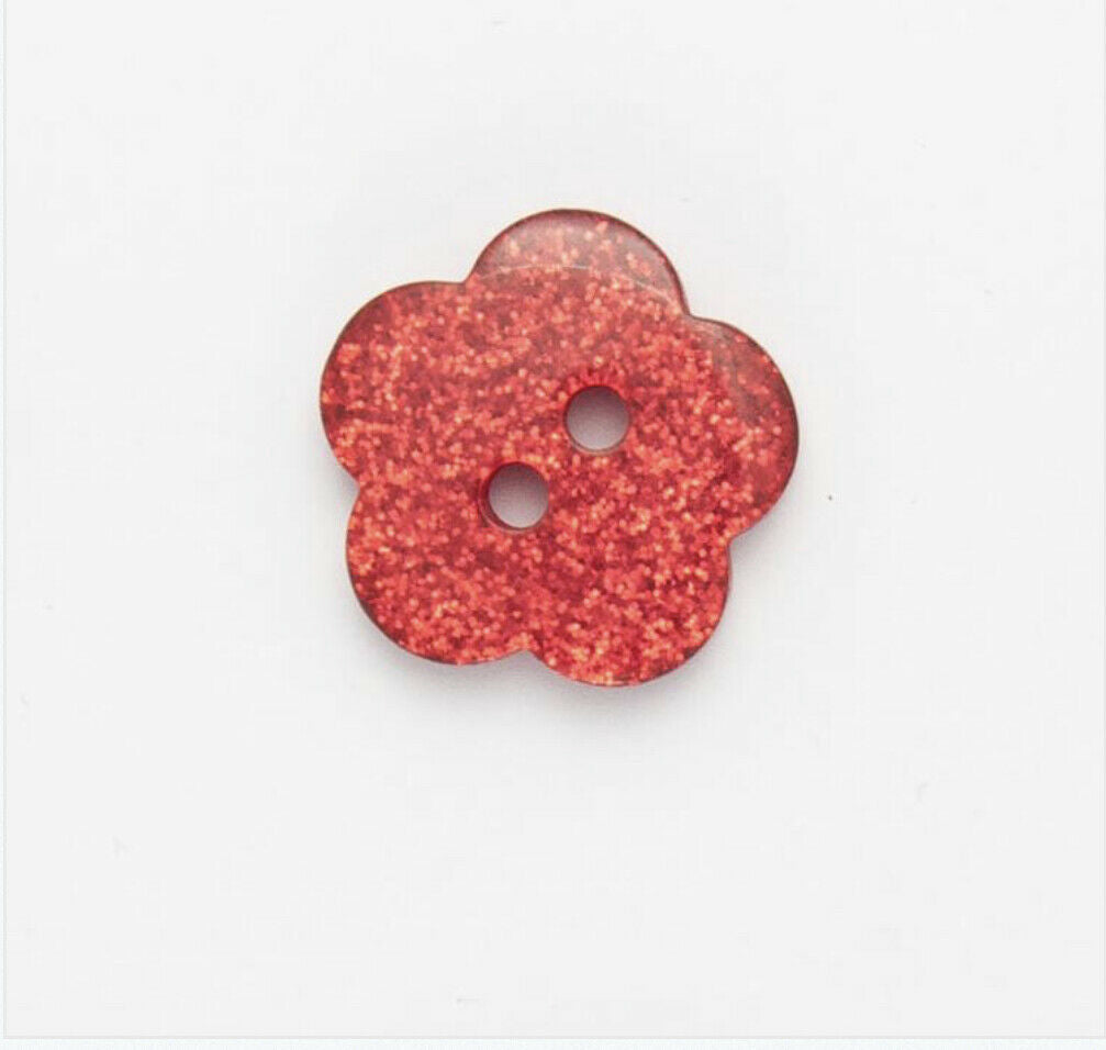 Glitter Flower Buttons - 11.5mm & 15mm & 18mm