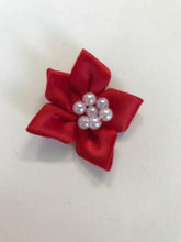 Load image into Gallery viewer, Satin Ribbon Poinsettia Bow with Pearls- Various Colours
